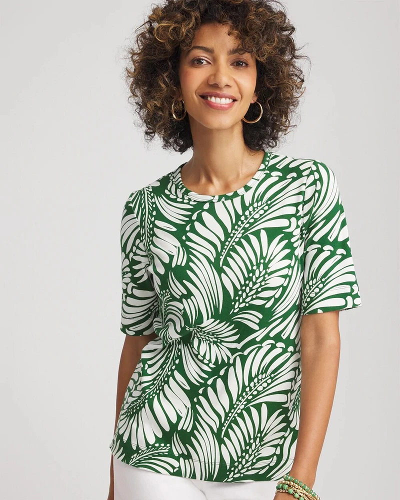 Palm-Frond-Motif Classic-Fit Pima Tee