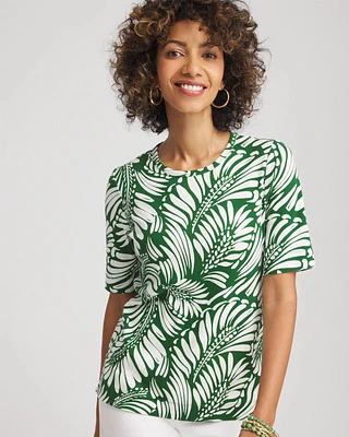 Palm-Frond-Motif Classic-Fit Pima Tee