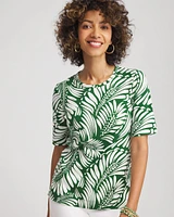 Palm-Frond-Motif Classic-Fit Pima Tee
