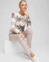 Zenergy® Luxe Cashmere Blend Floral Stripe Sweater