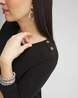 Button Trim Ribbed Tunic