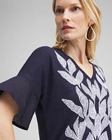 Leaf Linen Blend Flutter Sleeve Top