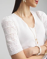 Pointelle Sleeve Pullover