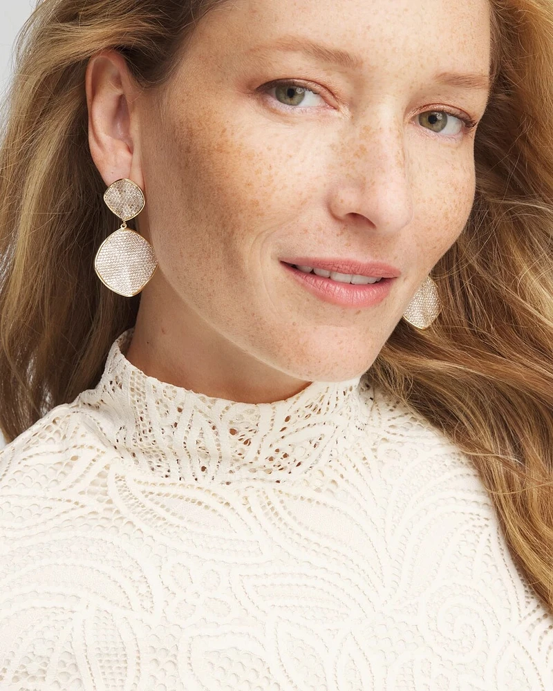 No Droop™ Gold Tone Pavé Drop Earrings