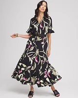 Elbow-sleeve Tiered Maxi Dress