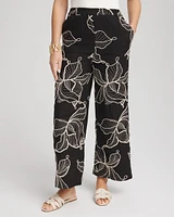 Embroidered Wide-Leg Cropped Pants