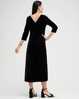 Velvet V-Back Midi Dress