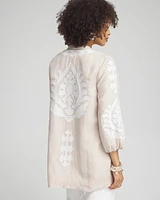Embroidered Linen Blend Topper