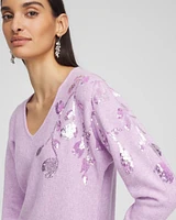 Sequin V-Neck Pullover Sweater