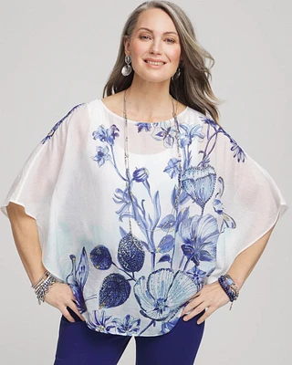 Woven Butterfly Print Poncho