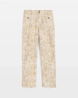 Printed Cropped Straight-Leg Pants
