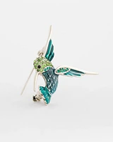 Sparkly Blue Hummingbird Brooch