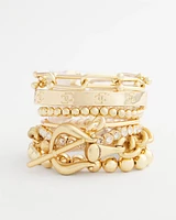 Small Beaded Gold Tone Stretch Bracelet