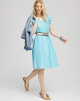Cotton-Silk Voile Popover Dress