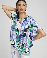 Tropical Satin Tie-Front Tunic
