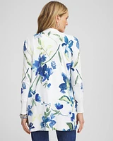 Long Floral Open-Front Cardigan