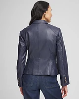 Crinkle Faux Leather Peplum Jacket