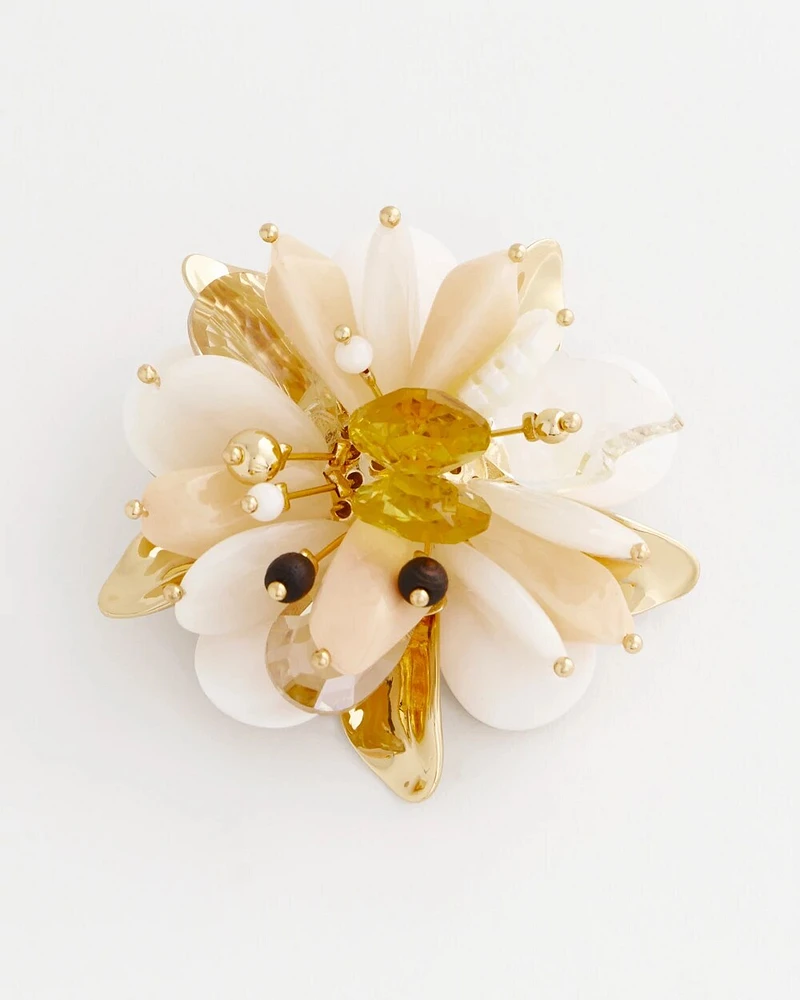 Mixed Media Flower Brooch
