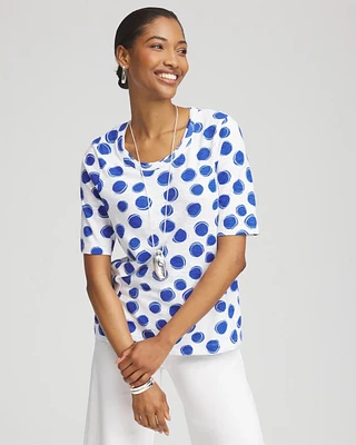 Polka-Dot Slub Short Sleeve Tee