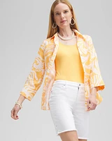 No Iron™ Linen Scroll 3/4 Sleeve Shirt