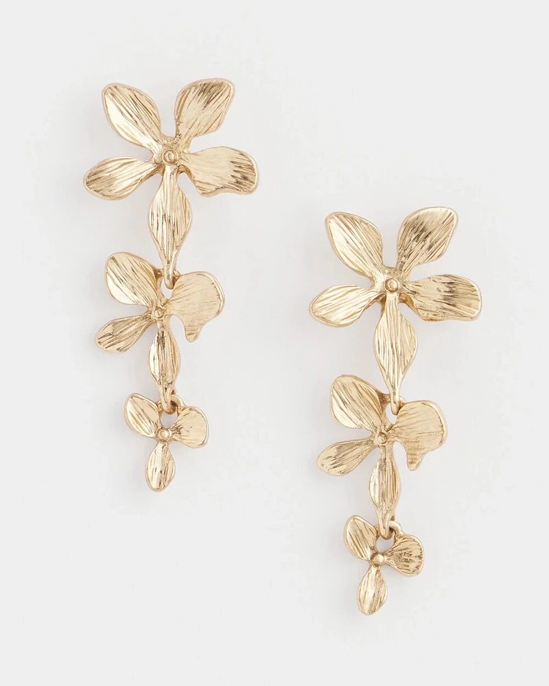 No Droop® Gold Tone Floral Drop Earrings