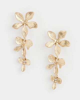 No Droop® Gold Tone Floral Drop Earrings