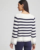 Striped Eyelet Pointelle Pullover