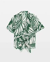 Palm Print Tie-Front Silky Top