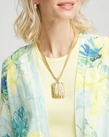 Goldtone Crinkle Pendant Necklace