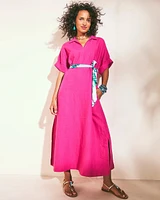 Linen Popover Kaftan Dress