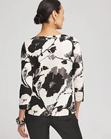 Floral 3/4 Sleeve Bateau Neck Tee