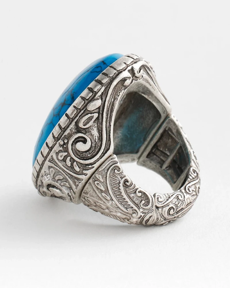 Turquoise-Tone Statement Ring