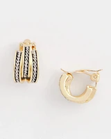 No Droop™ Mixed-Metal Clip-On Hoop Earrings