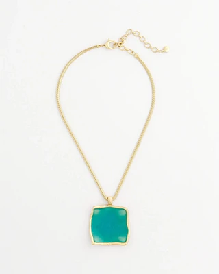 Gold-Tone Square Pendant Necklace