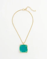 Gold-Tone Square Pendant Necklace