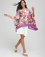 Floral-Print Poncho