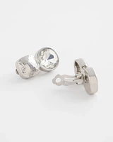 No Droop™ Silver Tone Crystal Clip-On Earrings