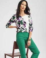 Floral Button Long Sleeve Pullover Sweater