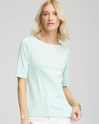 Pima Cotton Bateau-Neck Tee