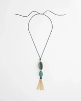 Adjustable Painted Wood Pendant Necklace