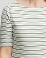 Striped Pima Bateau-Neck Tee
