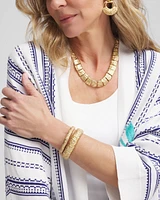 Crinkle Gold-Tone Stretch Bangle Set