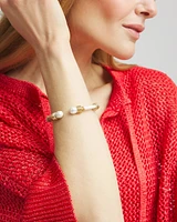 Neutral Raffia & Pearl Wrapped Cuff
