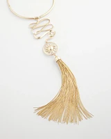 Twisted-Metal Tassel Statement Necklace