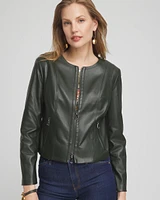 Faux Leather Knit Detail Jacket