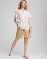 Cotton-Linen Pull-On Utility Shorts
