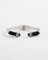 Black & Silver Tone Wrapped Cuff Bracelet