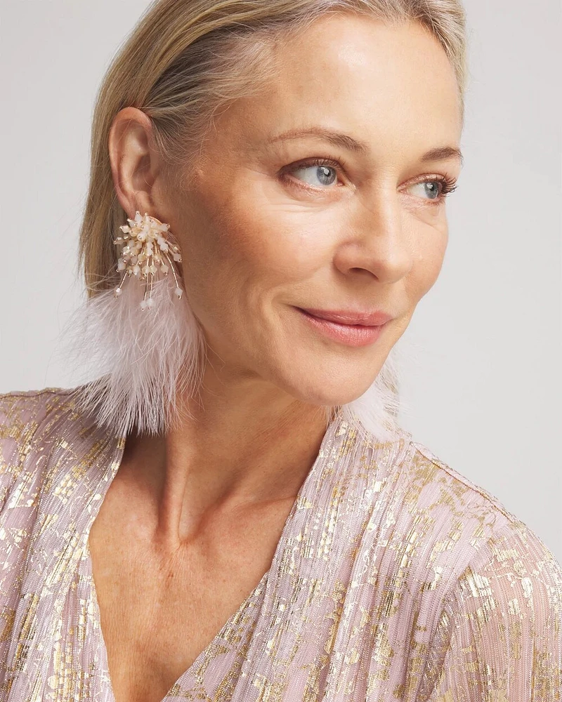 No Droop™ Blush Feather Drop Earrings