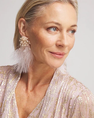 No Droop™ Blush Feather Drop Earrings