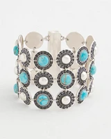 Turquoise and Silver Cab Bracelet